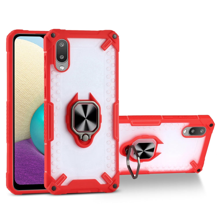 Matte TPU + PC Magnetic Shockproof Case with Ring Holder For Samsung Galaxy A02