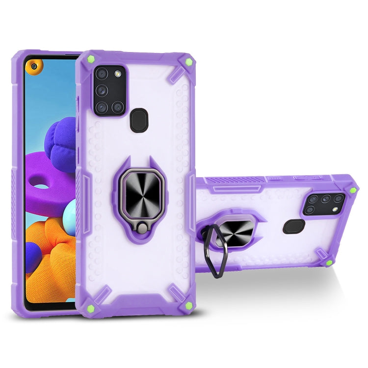 Matte TPU + PC Magnetic Shockproof Case with Ring Holder For Samsung Galaxy A21s