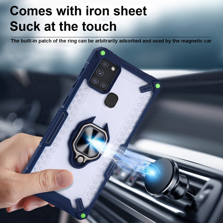Matte TPU + PC Magnetic Shockproof Case with Ring Holder For Samsung Galaxy A21s