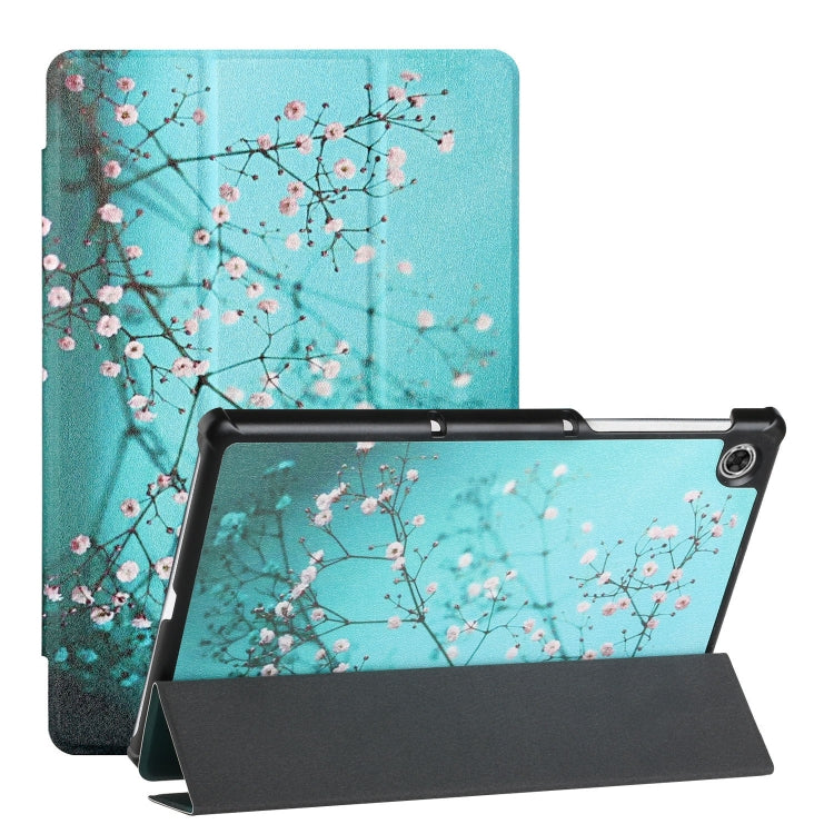 For Lenovo Tab M10(2nd) Silk Texture Colored Drawing Pattern Horizontal Flip Magnetic PU Leather Case with Three-folding Holder & Sleep / Wake-up Function