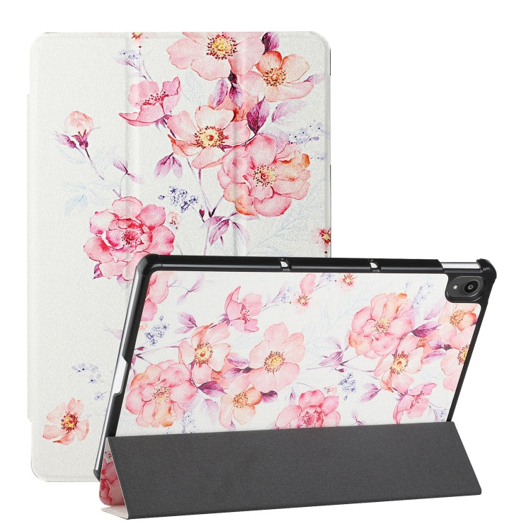 For Lenovo Tab P11 Silk Texture Colored Drawing Pattern Horizontal Flip Magnetic PU Leather Case with Three-folding Holder & Sleep / Wake-up Function