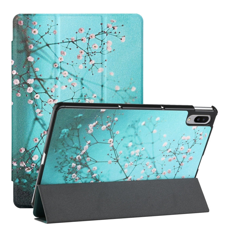 For Lenovo Tab P11 Pro Silk Texture Colored Drawing Pattern Horizontal Flip Magnetic PU Leather Case with Three-folding Holder & Sleep / Wake-up Function