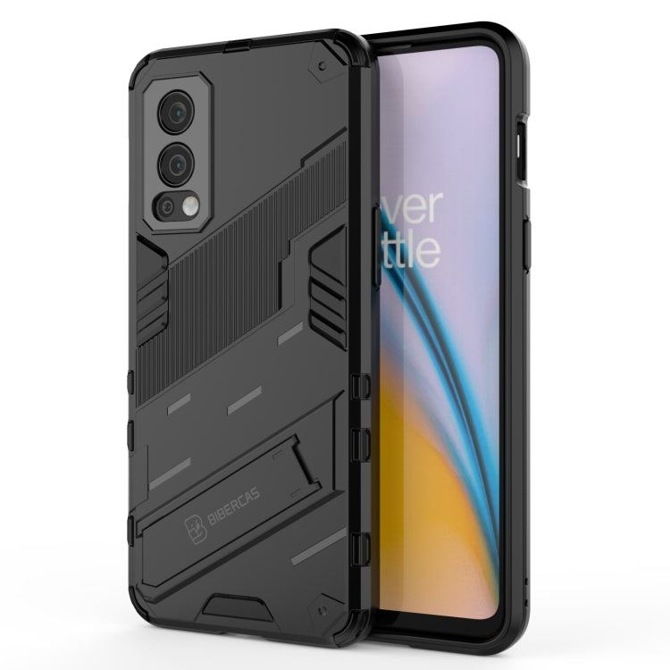 For OnePlus Nord 2 5G Punk Armor 2 in 1 PC + TPU Shockproof Case with Invisible Holder
