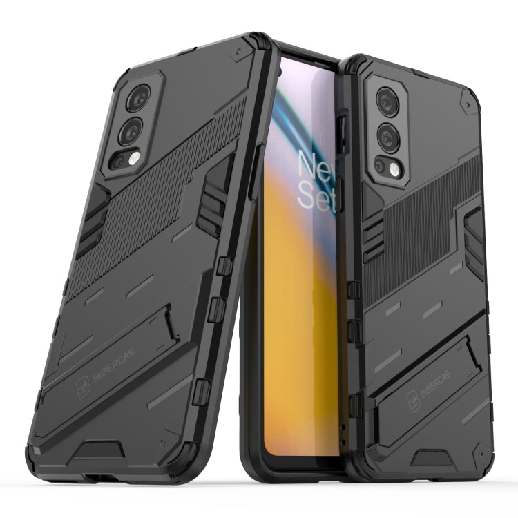 For OnePlus Nord 2 5G Punk Armor 2 in 1 PC + TPU Shockproof Case with Invisible Holder