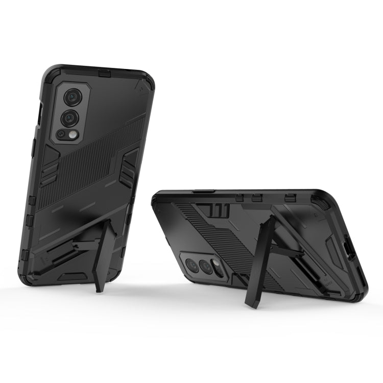 For OnePlus Nord 2 5G Punk Armor 2 in 1 PC + TPU Shockproof Case with Invisible Holder