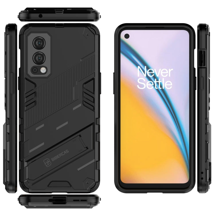 For OnePlus Nord 2 5G Punk Armor 2 in 1 PC + TPU Shockproof Case with Invisible Holder