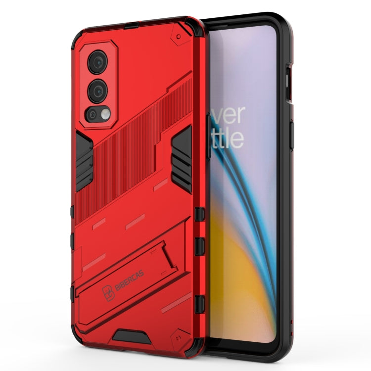 For OnePlus Nord 2 5G Punk Armor 2 in 1 PC + TPU Shockproof Case with Invisible Holder