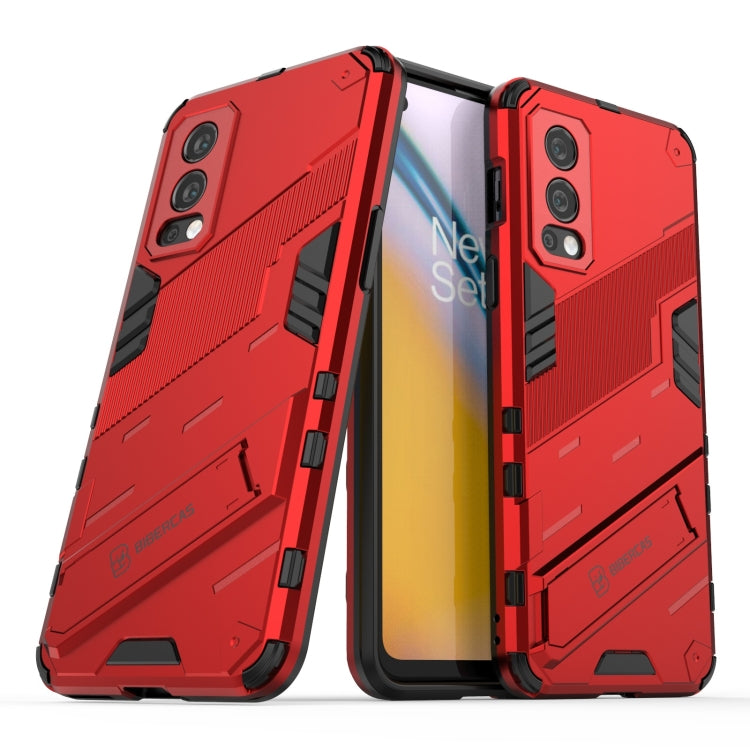 For OnePlus Nord 2 5G Punk Armor 2 in 1 PC + TPU Shockproof Case with Invisible Holder