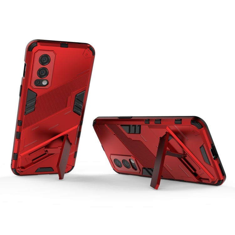For OnePlus Nord 2 5G Punk Armor 2 in 1 PC + TPU Shockproof Case with Invisible Holder