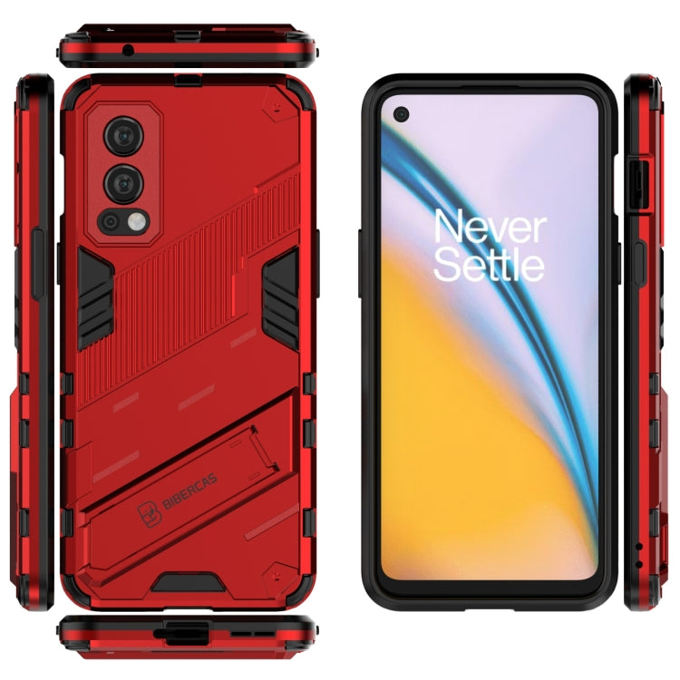 For OnePlus Nord 2 5G Punk Armor 2 in 1 PC + TPU Shockproof Case with Invisible Holder