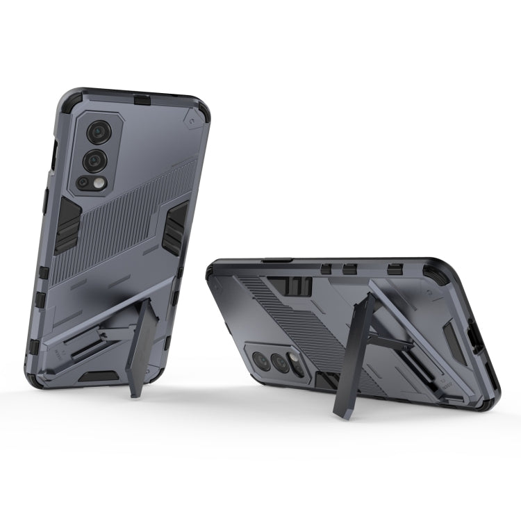 For OnePlus Nord 2 5G Punk Armor 2 in 1 PC + TPU Shockproof Case with Invisible Holder