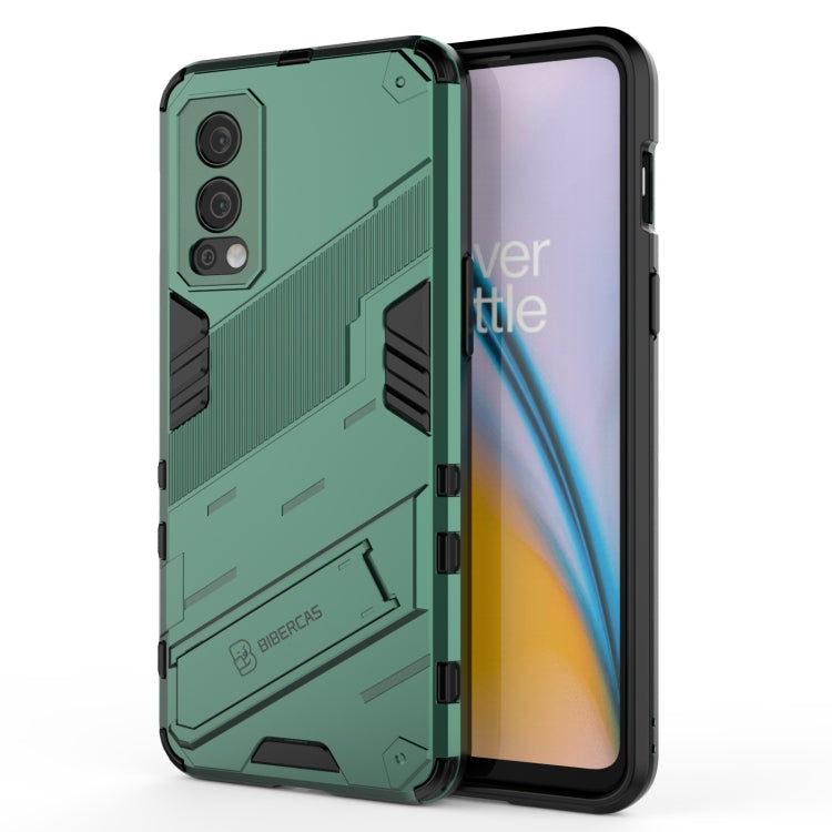 For OnePlus Nord 2 5G Punk Armor 2 in 1 PC + TPU Shockproof Case with Invisible Holder