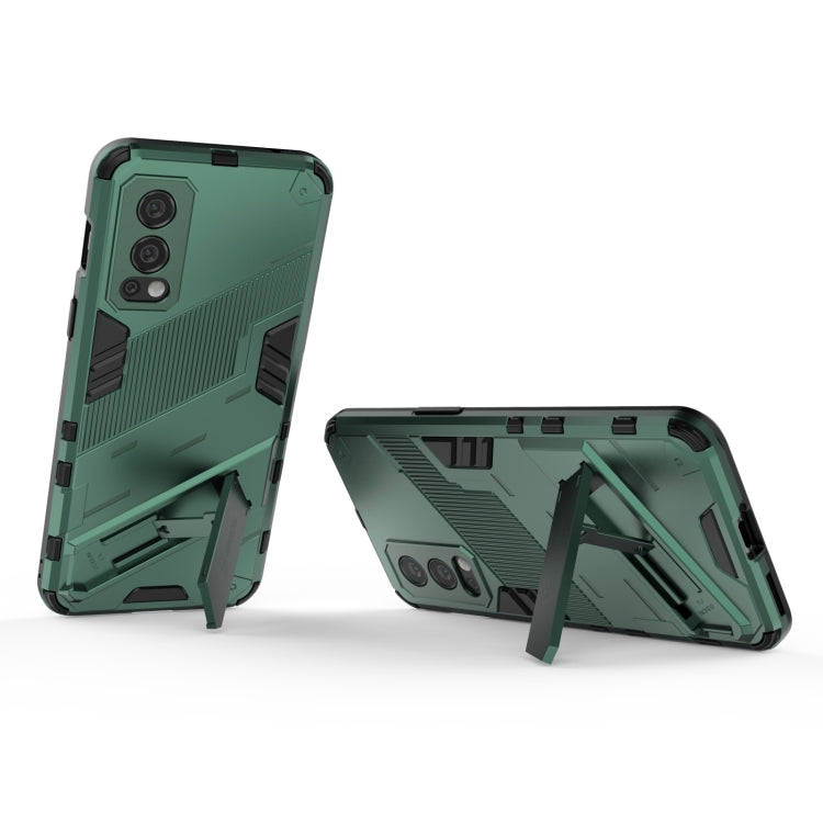 For OnePlus Nord 2 5G Punk Armor 2 in 1 PC + TPU Shockproof Case with Invisible Holder