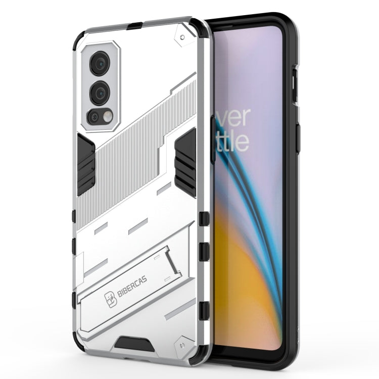 For OnePlus Nord 2 5G Punk Armor 2 in 1 PC + TPU Shockproof Case with Invisible Holder