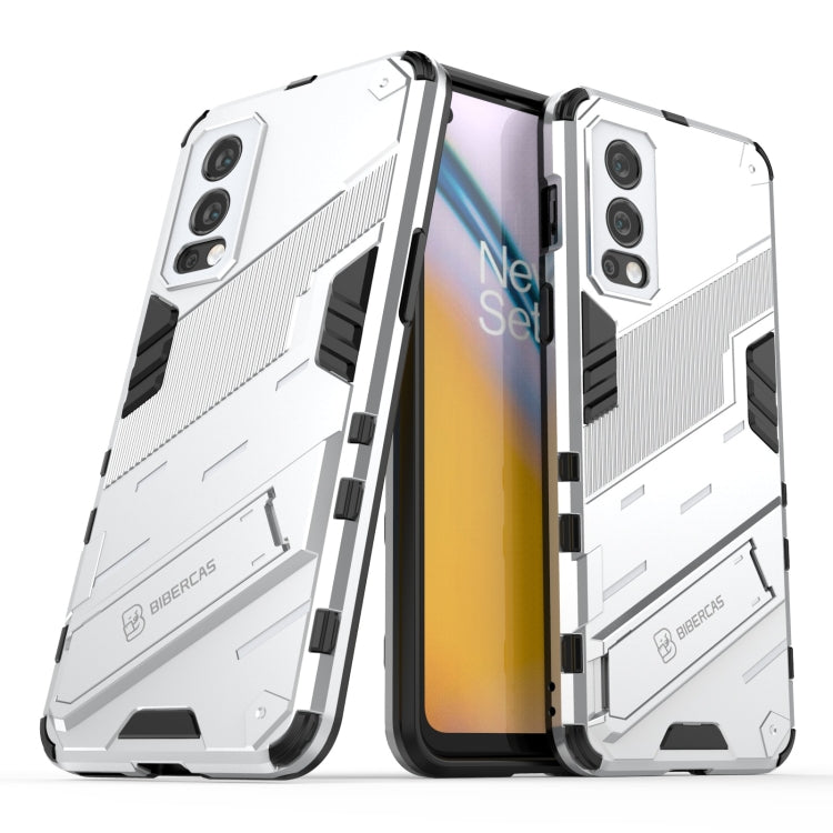 For OnePlus Nord 2 5G Punk Armor 2 in 1 PC + TPU Shockproof Case with Invisible Holder
