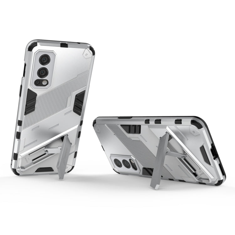 For OnePlus Nord 2 5G Punk Armor 2 in 1 PC + TPU Shockproof Case with Invisible Holder