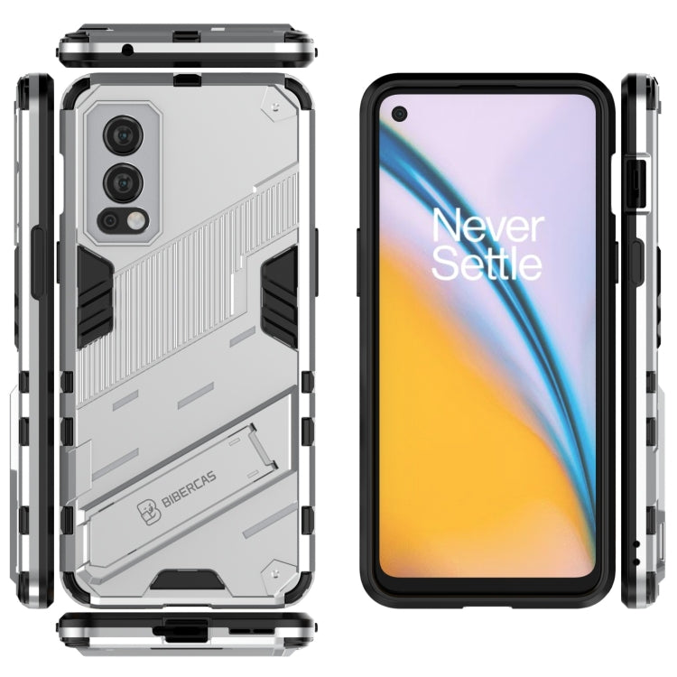 For OnePlus Nord 2 5G Punk Armor 2 in 1 PC + TPU Shockproof Case with Invisible Holder