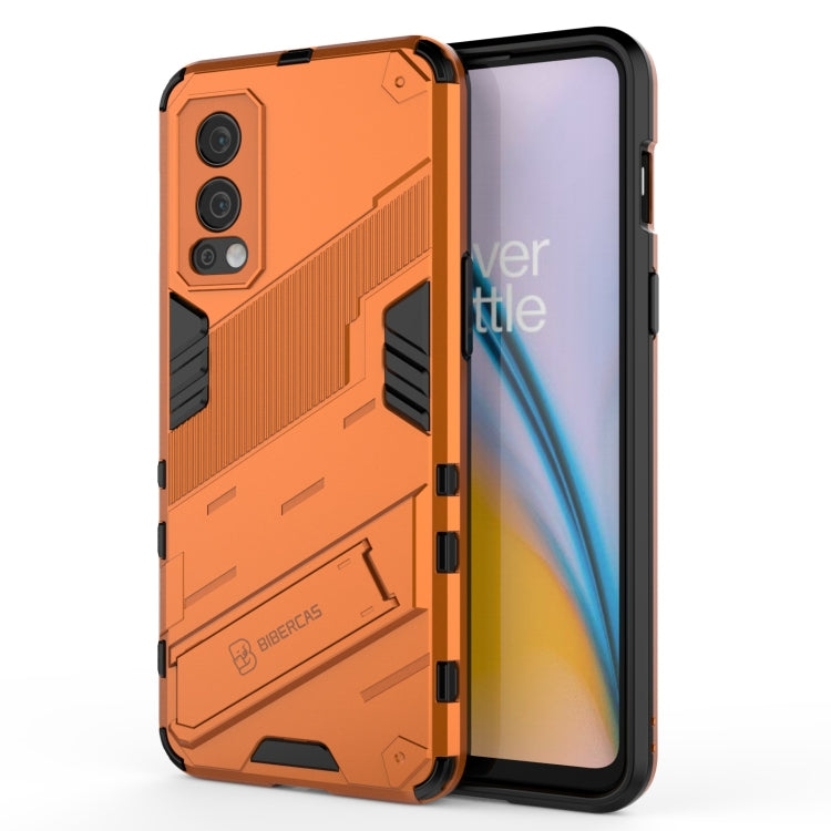 For OnePlus Nord 2 5G Punk Armor 2 in 1 PC + TPU Shockproof Case with Invisible Holder