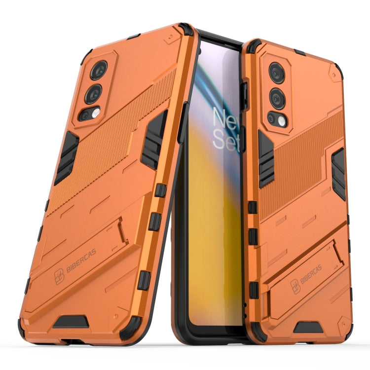 For OnePlus Nord 2 5G Punk Armor 2 in 1 PC + TPU Shockproof Case with Invisible Holder