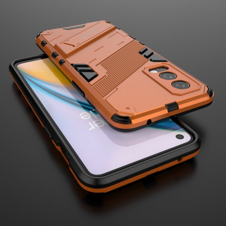 For OnePlus Nord 2 5G Punk Armor 2 in 1 PC + TPU Shockproof Case with Invisible Holder