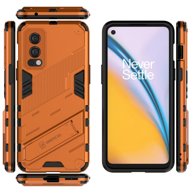 For OnePlus Nord 2 5G Punk Armor 2 in 1 PC + TPU Shockproof Case with Invisible Holder