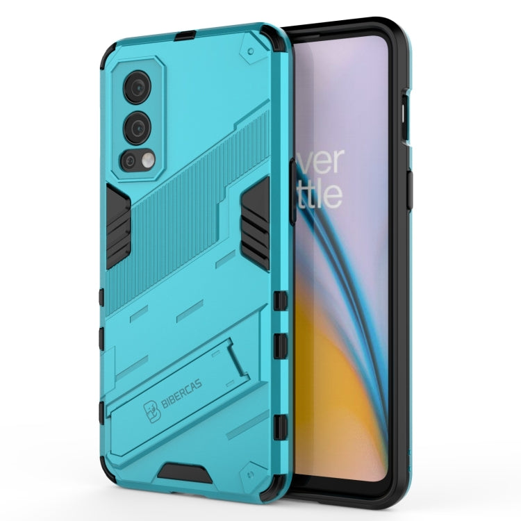 For OnePlus Nord 2 5G Punk Armor 2 in 1 PC + TPU Shockproof Case with Invisible Holder