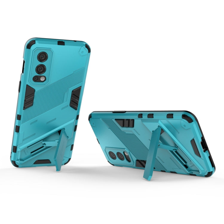 For OnePlus Nord 2 5G Punk Armor 2 in 1 PC + TPU Shockproof Case with Invisible Holder