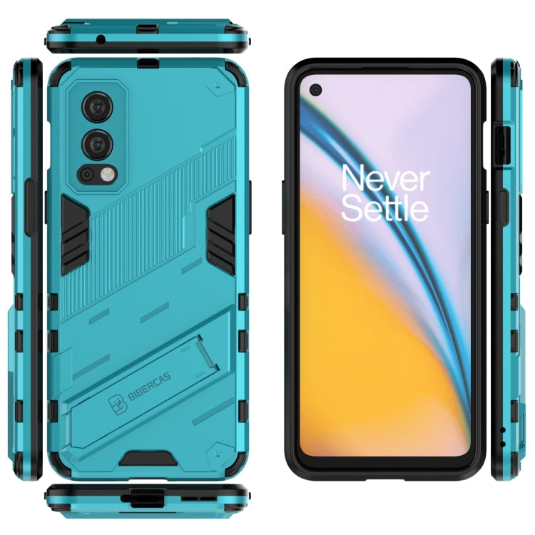 For OnePlus Nord 2 5G Punk Armor 2 in 1 PC + TPU Shockproof Case with Invisible Holder