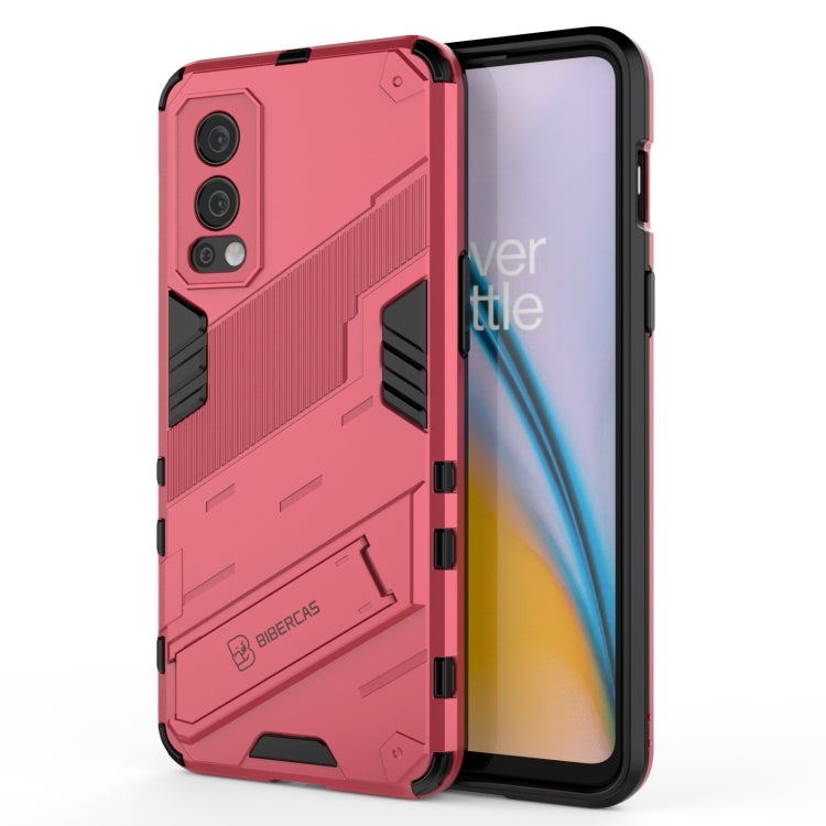 For OnePlus Nord 2 5G Punk Armor 2 in 1 PC + TPU Shockproof Case with Invisible Holder
