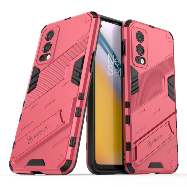 For OnePlus Nord 2 5G Punk Armor 2 in 1 PC + TPU Shockproof Case with Invisible Holder