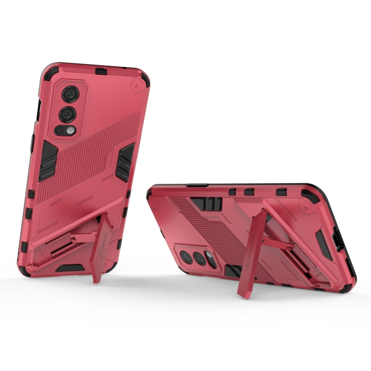 For OnePlus Nord 2 5G Punk Armor 2 in 1 PC + TPU Shockproof Case with Invisible Holder