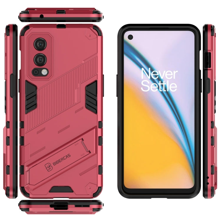 For OnePlus Nord 2 5G Punk Armor 2 in 1 PC + TPU Shockproof Case with Invisible Holder