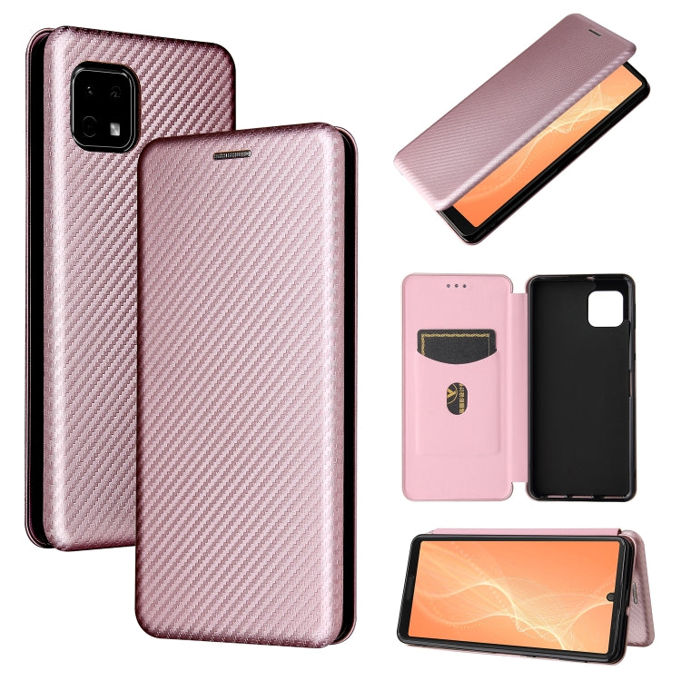 For Sharp Aquos Sense 6 Carbon Fiber Texture Horizontal Flip TPU + PC + PU Leather Case with Card Slot