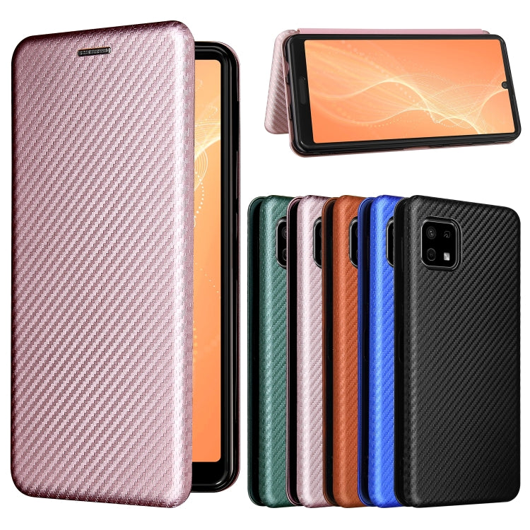 For Sharp Aquos Sense 6 Carbon Fiber Texture Horizontal Flip TPU + PC + PU Leather Case with Card Slot