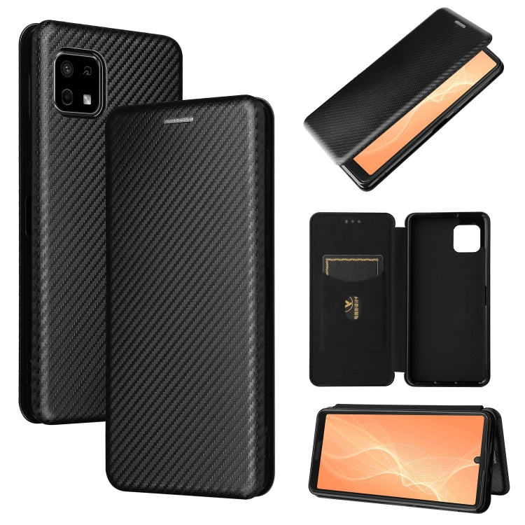 For Sharp Aquos Sense 6 Carbon Fiber Texture Horizontal Flip TPU + PC + PU Leather Case with Card Slot