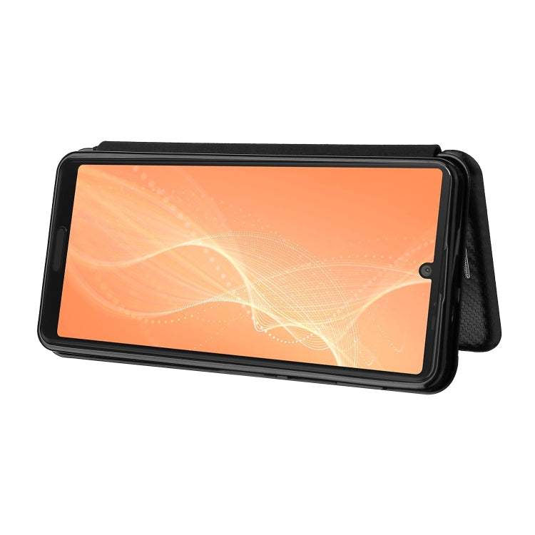 For Sharp Aquos Sense 6 Carbon Fiber Texture Horizontal Flip TPU + PC + PU Leather Case with Card Slot
