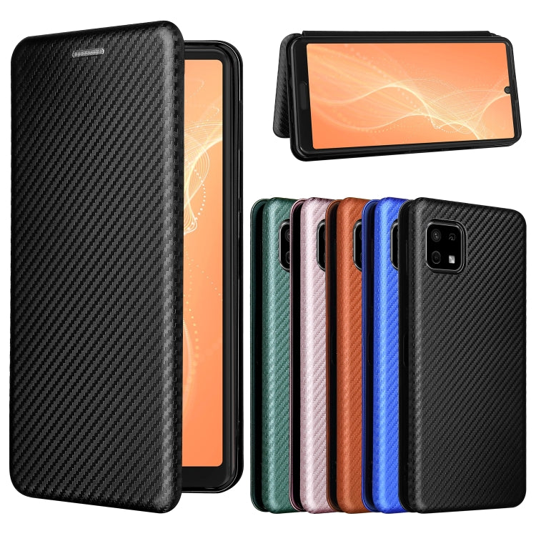 For Sharp Aquos Sense 6 Carbon Fiber Texture Horizontal Flip TPU + PC + PU Leather Case with Card Slot