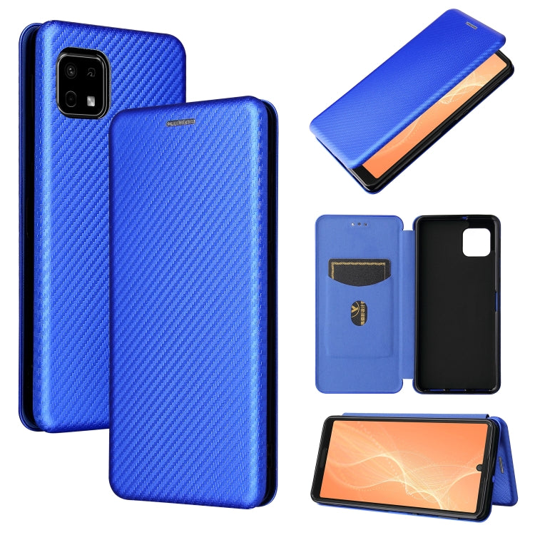 For Sharp Aquos Sense 6 Carbon Fiber Texture Horizontal Flip TPU + PC + PU Leather Case with Card Slot