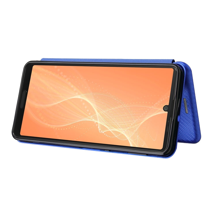 For Sharp Aquos Sense 6 Carbon Fiber Texture Horizontal Flip TPU + PC + PU Leather Case with Card Slot