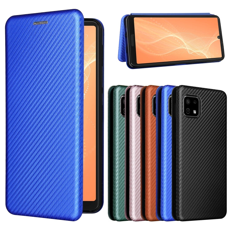 For Sharp Aquos Sense 6 Carbon Fiber Texture Horizontal Flip TPU + PC + PU Leather Case with Card Slot