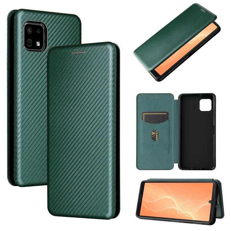 For Sharp Aquos Sense 6 Carbon Fiber Texture Horizontal Flip TPU + PC + PU Leather Case with Card Slot