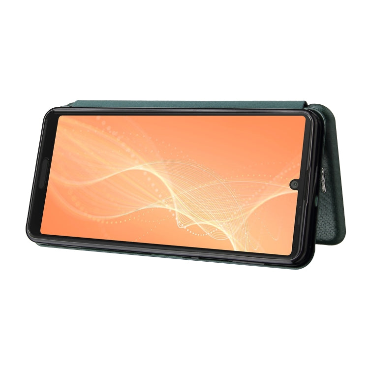 For Sharp Aquos Sense 6 Carbon Fiber Texture Horizontal Flip TPU + PC + PU Leather Case with Card Slot