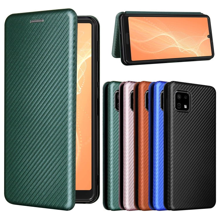 For Sharp Aquos Sense 6 Carbon Fiber Texture Horizontal Flip TPU + PC + PU Leather Case with Card Slot