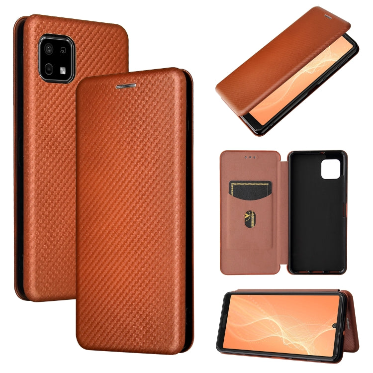 For Sharp Aquos Sense 6 Carbon Fiber Texture Horizontal Flip TPU + PC + PU Leather Case with Card Slot