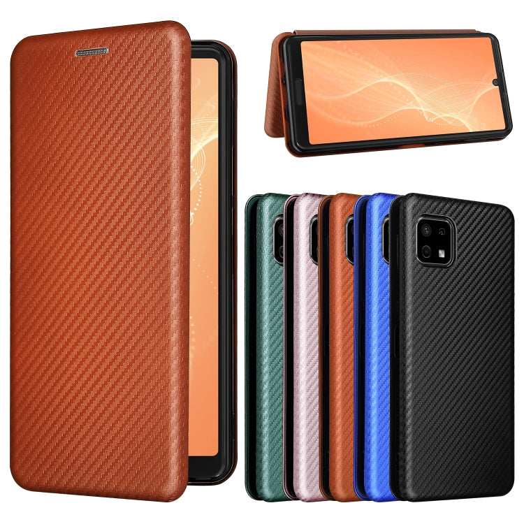 For Sharp Aquos Sense 6 Carbon Fiber Texture Horizontal Flip TPU + PC + PU Leather Case with Card Slot