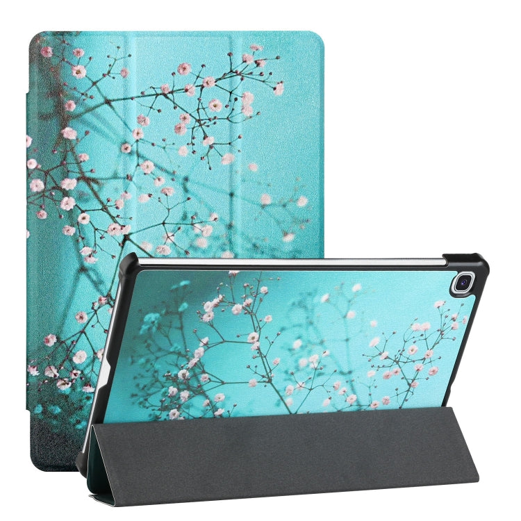 For Samsung Galaxy Tab S6 Lite(SM-P610/T615) Silk Texture Colored Drawing Pattern Horizontal Flip Magnetic PU Leather Case with Three-folding Holder & Sleep / Wake-up Function