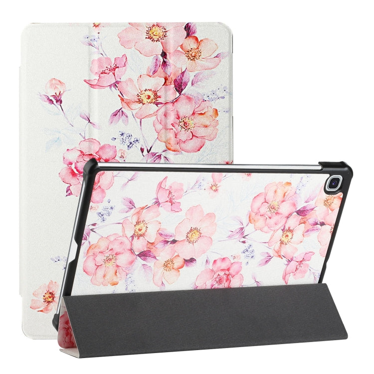 For Samsung Galaxy Tab S6 Lite(SM-P610/T615) Silk Texture Colored Drawing Pattern Horizontal Flip Magnetic PU Leather Case with Three-folding Holder & Sleep / Wake-up Function