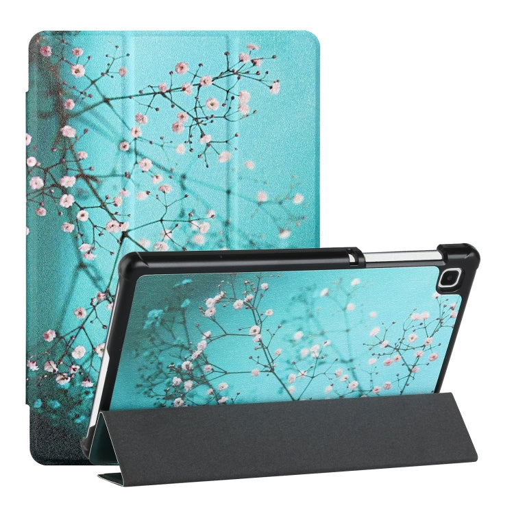 For Samsung Galaxy Tab A7 Lite T220/T225 Silk Texture Colored Drawing Pattern Horizontal Flip Magnetic PU Leather Case with Three-folding Holder