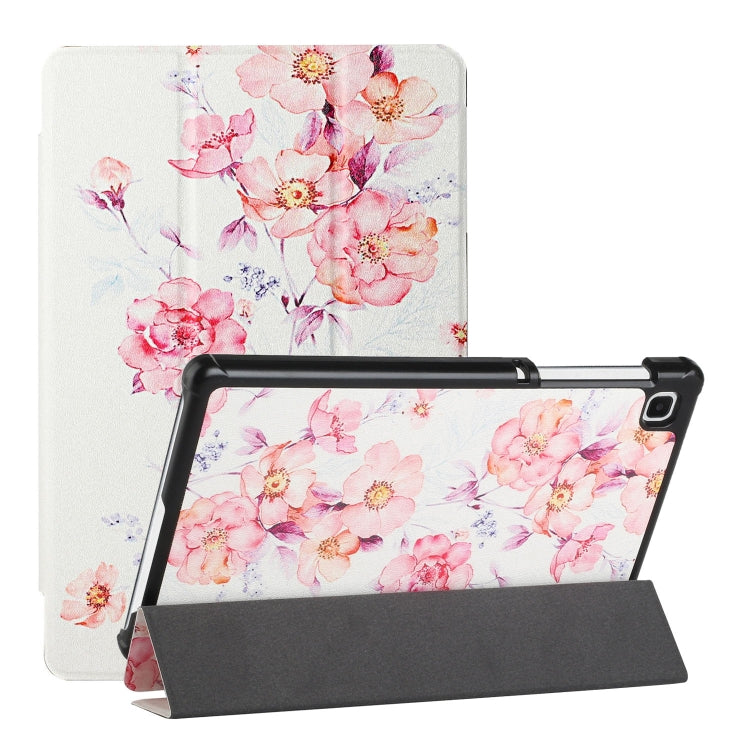 For Samsung Galaxy Tab A7 Lite T220/T225 Silk Texture Colored Drawing Pattern Horizontal Flip Magnetic PU Leather Case with Three-folding Holder