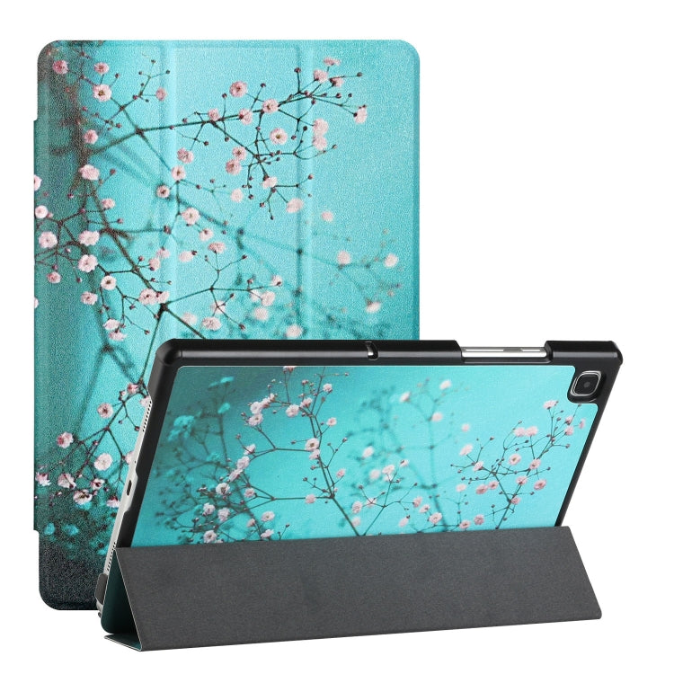 For Samsung Galaxy Tab A7(2020) / T500 / T505 Silk Texture Colored Drawing Pattern Horizontal Flip Magnetic PU Leather Case with Three-folding Holder & Sleep / Wake-up Function